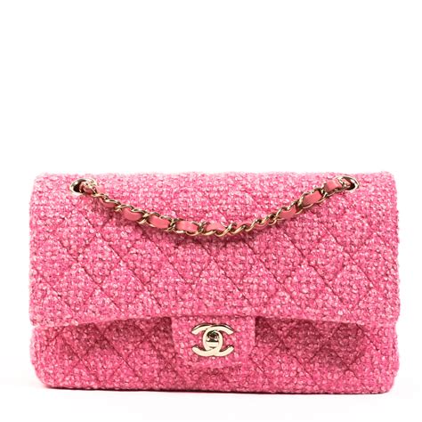 chanel pink silver metallic tweed fabric knit bag|Chanel pink ref purses.